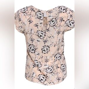 Cynthia Rowley - Pink, White & Black Floral Print Silk Blouse